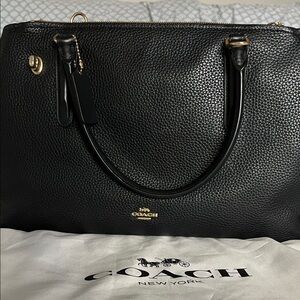 Coach Black Pebbled Leather Tote with Gold Hardware